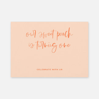 Sweet Peach Minimalistisch Girl Erster Geburtstag Einladung