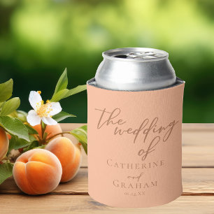 Sweet Peach Minimalistisch Script Summer Wedding Dosenkühler