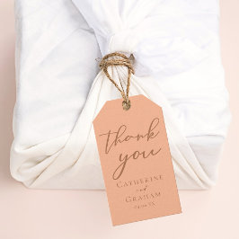 Sweet Peach Minimalistisch Script Summer Wedding Geschenkanhänger