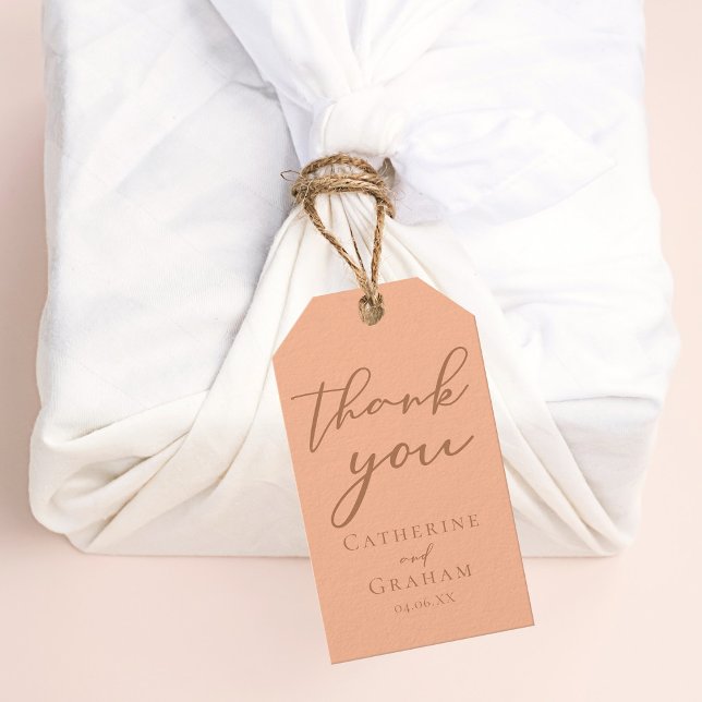 Sweet Peach Minimalistisch Script Summer Wedding Geschenkanhänger (Von Creator hochgeladen)