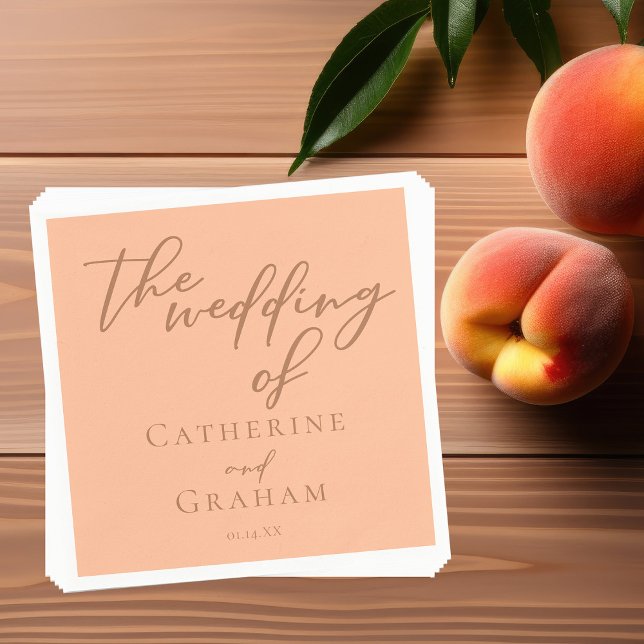 Sweet Peach Minimalistisch Script Summer Wedding Serviette (Von Creator hochgeladen)
