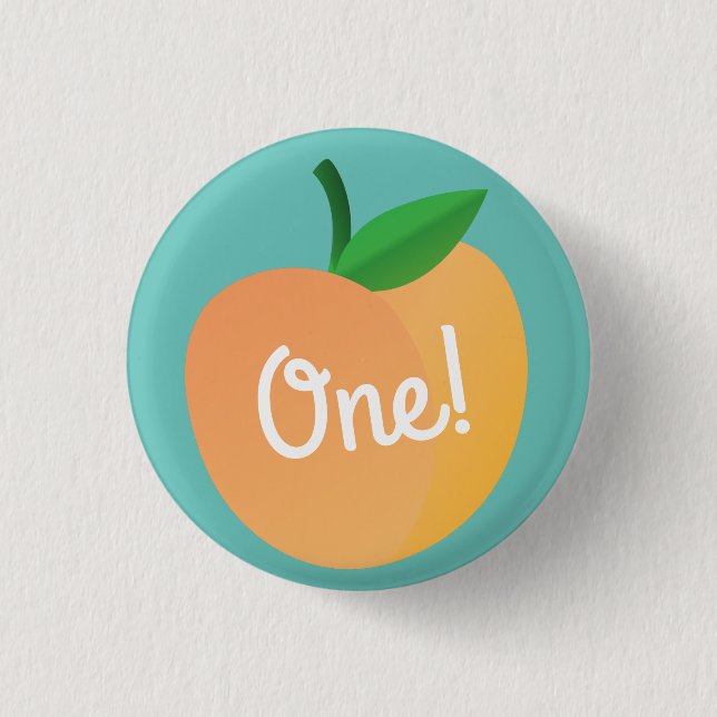 Sweet Peach Niedlich Frucht 1. Geburtstag Party Th Button (Vorderseite)