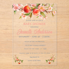 Sweet Peach Orchard Baby Shower Acryleinladungen