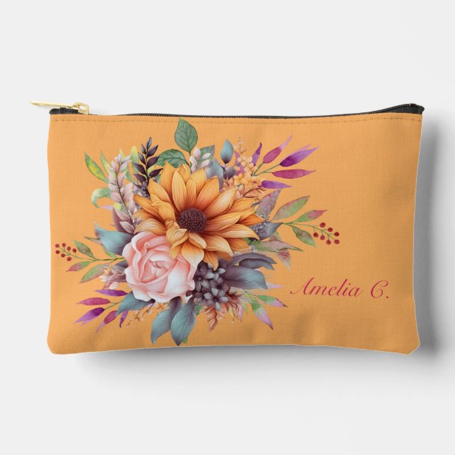 Sweet Peach Tone Floral Kosmetische Tasche (Vorderseite)