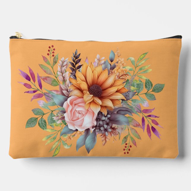Sweet Peach Tone Floral Kosmetische Tasche (Vorderseite)