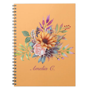Sweet Peach Tone Watercolor Floral Notebook Notizblock