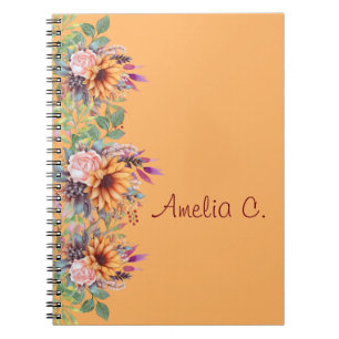 Sweet Peach Tone Watercolor Floral Notebook Notizblock