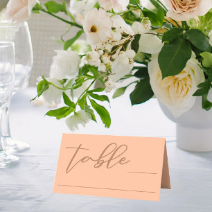 Sweet Peach Typografy Minimalistisch Summer Weddin Platzkarte