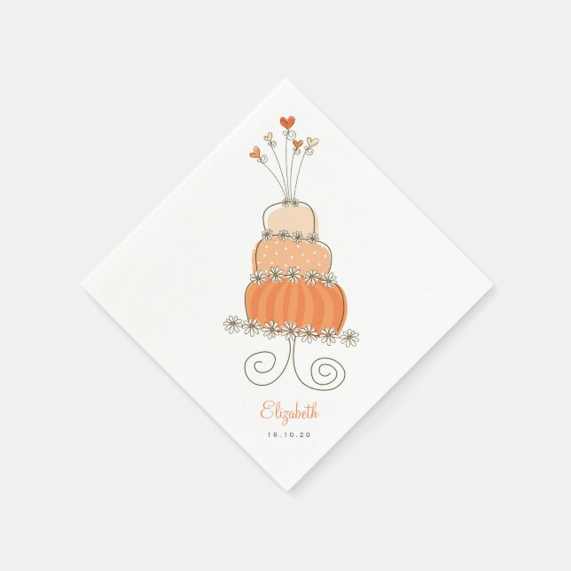 Sweet Peach Wedding Cake Brautparty Chic Party Serviette (Ecke)