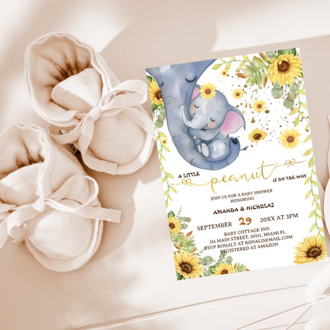 Sweet Peanut Sunflower Gender Neutral Baby Dusche Einladung (Von Creator hochgeladen)