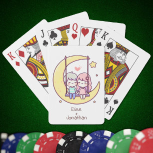 Sweet Personalisierter Chibi-Style Moon Swing Coup Spielkarten