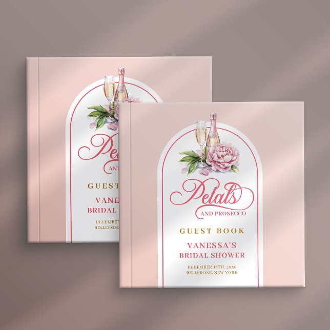 Sweet petals and prosecco blush gold guest book gästebuch (Sweet petals and prosecco blush gold guest book)