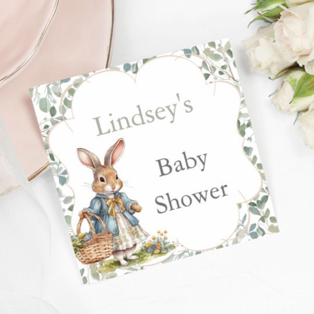 Sweet Peter Rabbit Baby Shower Girl on Way Serviette (Von Creator hochgeladen)