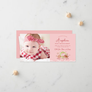Sweet Petite Pink Blooms Baby Girl Foto Birth Ankündigung