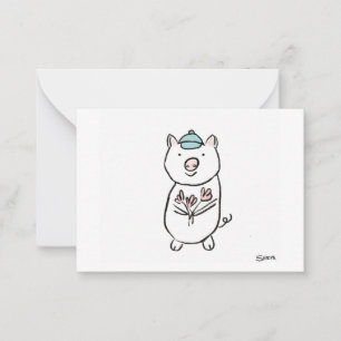 Sweet Pig Note Card Mitteilungskarte