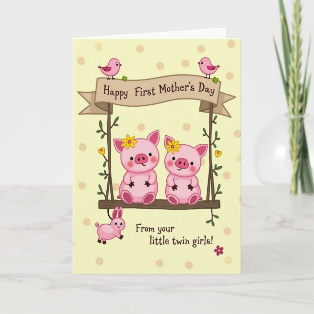 Sweet Piglets Mothers Day Card Karte (Vorderseite)