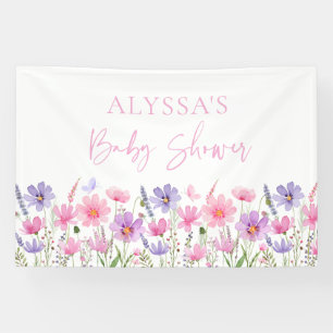 Sweet Pink Baby in Bloom Wildblume Babydusche Banner