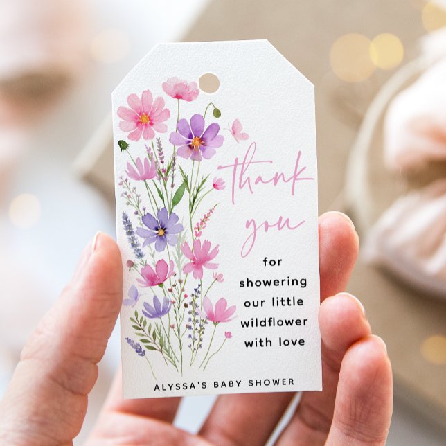 Sweet Pink Baby in Bloom Wildblume Babydusche Geschenkanhänger (Von Creator hochgeladen)