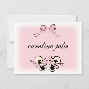 Sweet Pink Baby Shoes Note Card Mitteilungskarte