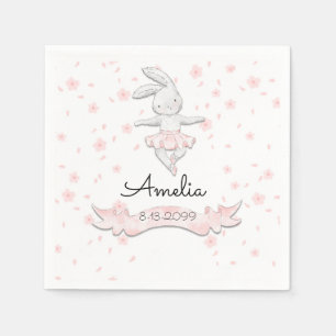 Sweet Pink Ballerina Bunny Erster Geburtstag Flora Serviette