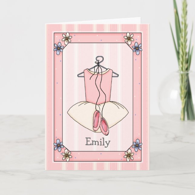 Sweet Pink Ballet Personalisiert Grußkarte Karte (Vorderseite)