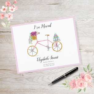 Sweet Pink Bike mit Blume Packages, die ich bewegt Ankündigungspostkarte