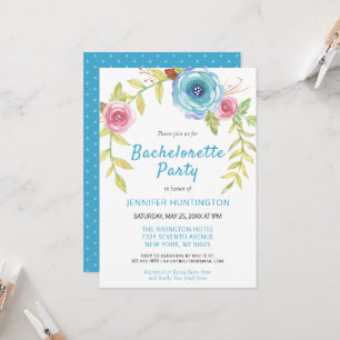 Sweet Pink Blue Boho Junggeselinnen-Abschied Einladung