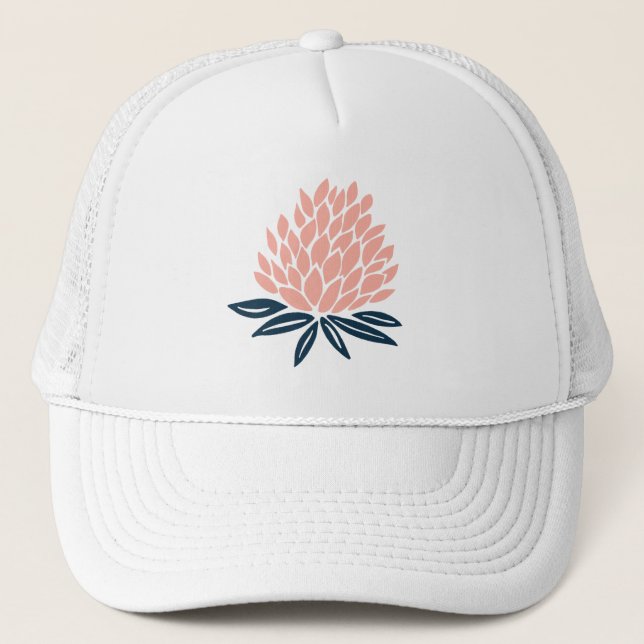 Sweet Pink Blue Lotus Blume Art Truckerkappe (Vorderseite)