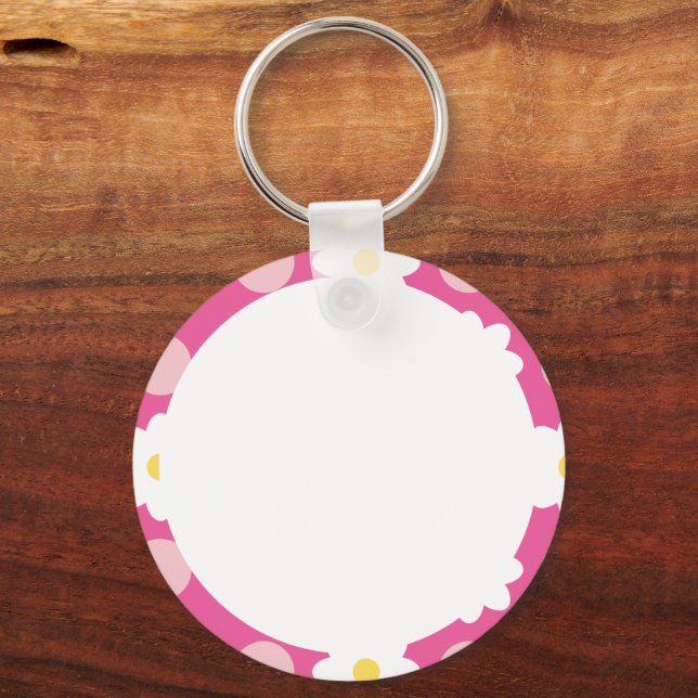 Sweet Pink Blumenmuster Personalisiertes Pet-Foto Schlüsselanhänger (Vorderseite)