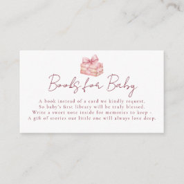 Sweet Pink Bow Baby Shower Books For Baby Begleitkarte