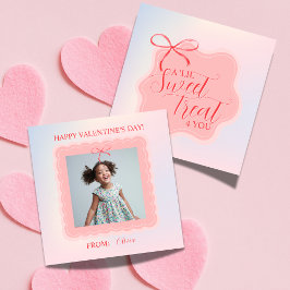 Sweet Pink Bow Valentine's Classroom Photo Card Mitteilungskarte
