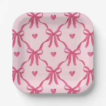 Sweet Pink Bows Paper Plate