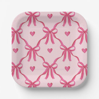 Sweet Pink Bows Paper Plate Pappteller