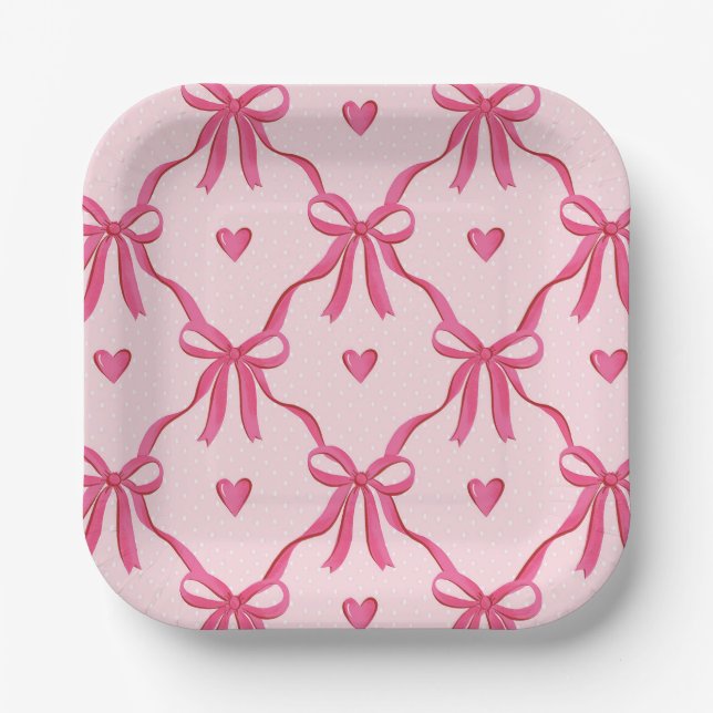 Sweet Pink Bows Paper Plate Pappteller (Vorderseite)