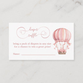 Sweet Pink Bunny in Balloon Diaper Raffle Begleitkarte