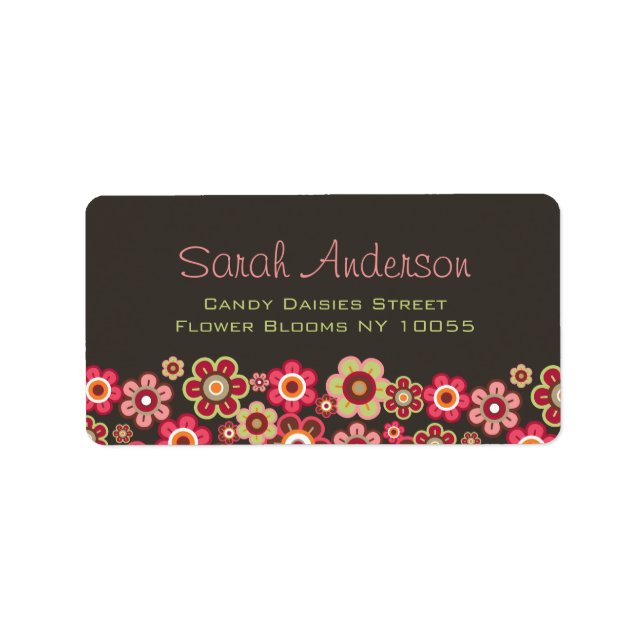 Sweet Pink Candy Daisies Blume Girly Pattern Fun Adressaufkleber (Vorne)