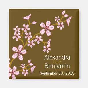 Sweet Pink Cherry Blossom Wedding Magnet Gefallen