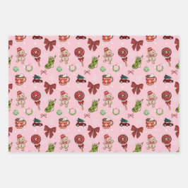 Sweet Pink Christmas Gift Wrap Paper Geschenkpapier Set