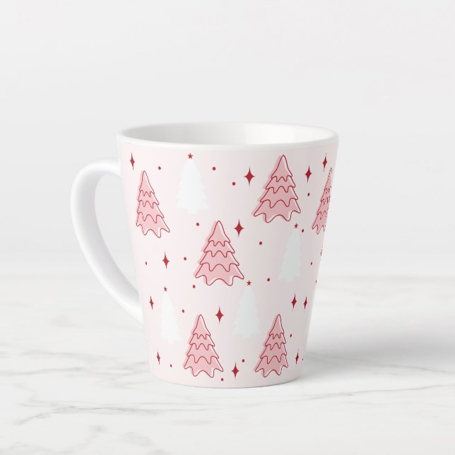 Sweet Pink Christmas Tree Latte Tasse (Linke Ecke)