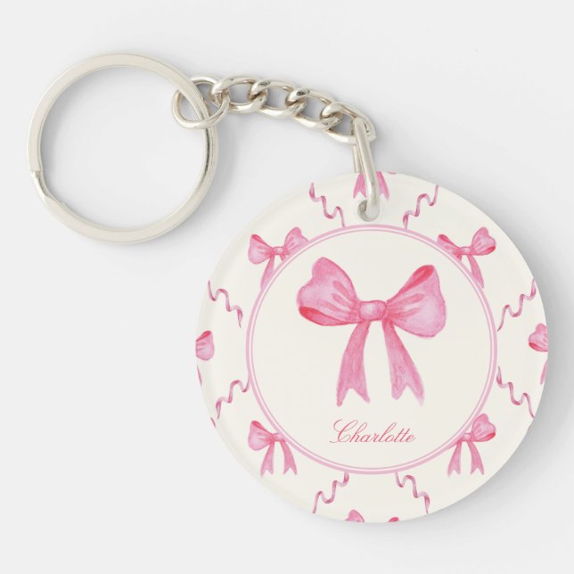 Sweet Pink Coquette Bow Acrylic Schlüsselanhänger (Vorderseite)