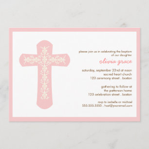 Sweet Pink Cross Taufe Einladung feiern