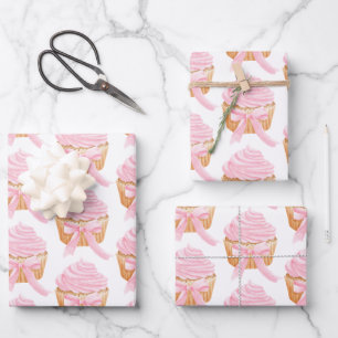 Sweet Pink Cupcake Geschenk Wrap Niedlich & feierl Geschenkpapier Set