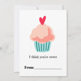 Sweet pink cupcake kids Classroom Valentine Feiertagskarte