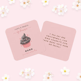 Sweet Pink Cupcake Modern Baker Social Media Star Quadratische Visitenkarte