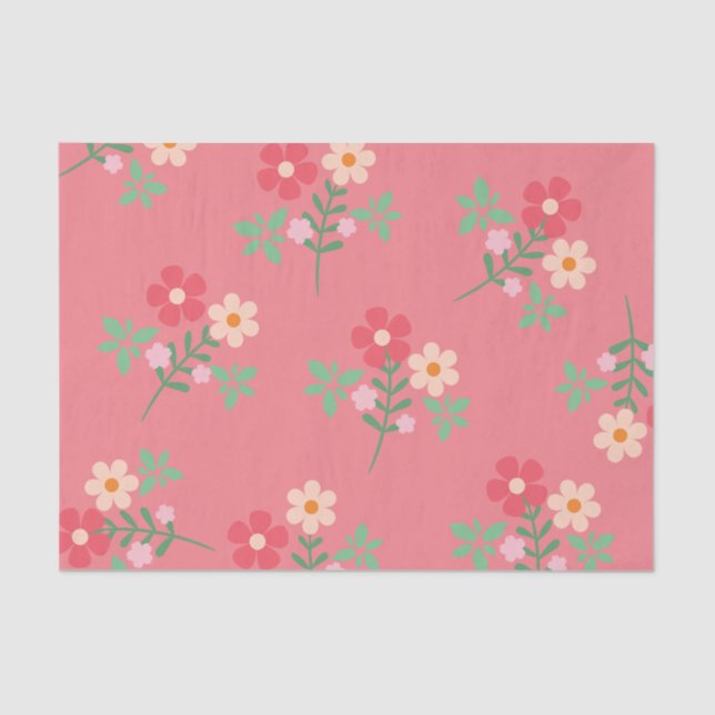Sweet Pink Daisy Bouquet Retro Muster Seidenpapier (Vorderseite)