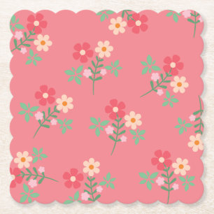 Sweet Pink Daisy Bouquet Retro Muster Untersetzer