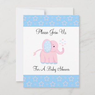 Sweet Pink Elephant Baby Dusche Einladung