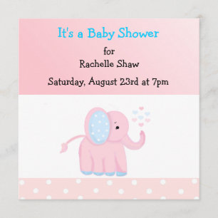 Sweet Pink Elephant Baby Dusche Einladung