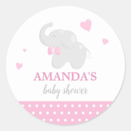 Sweet Pink Elephant Baby Shower Sticker