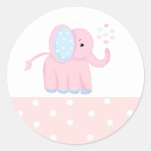 Sweet Pink Elephant mit Polka Dot Border Runder Aufkleber